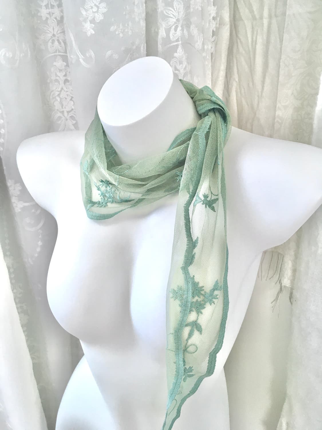 옥색 시스루 오리엔탈 스카프 상품이미지2