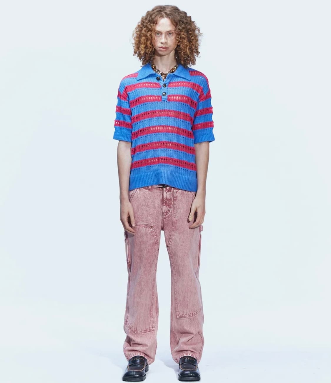 XL) 앤더슨벨 버블 스트라이프 썸머 폴로 스웨터 반팔 니트 상품이미지5