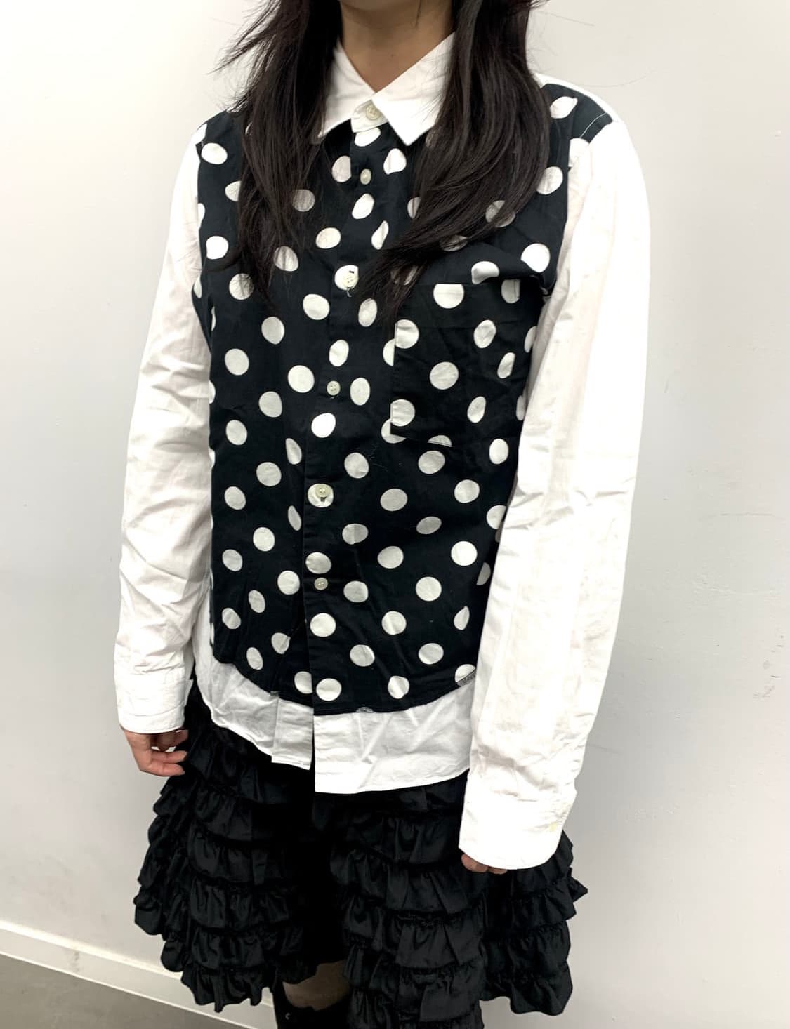 꼼데가르송 블랙 도트 도킹 셔츠 상품이미지2