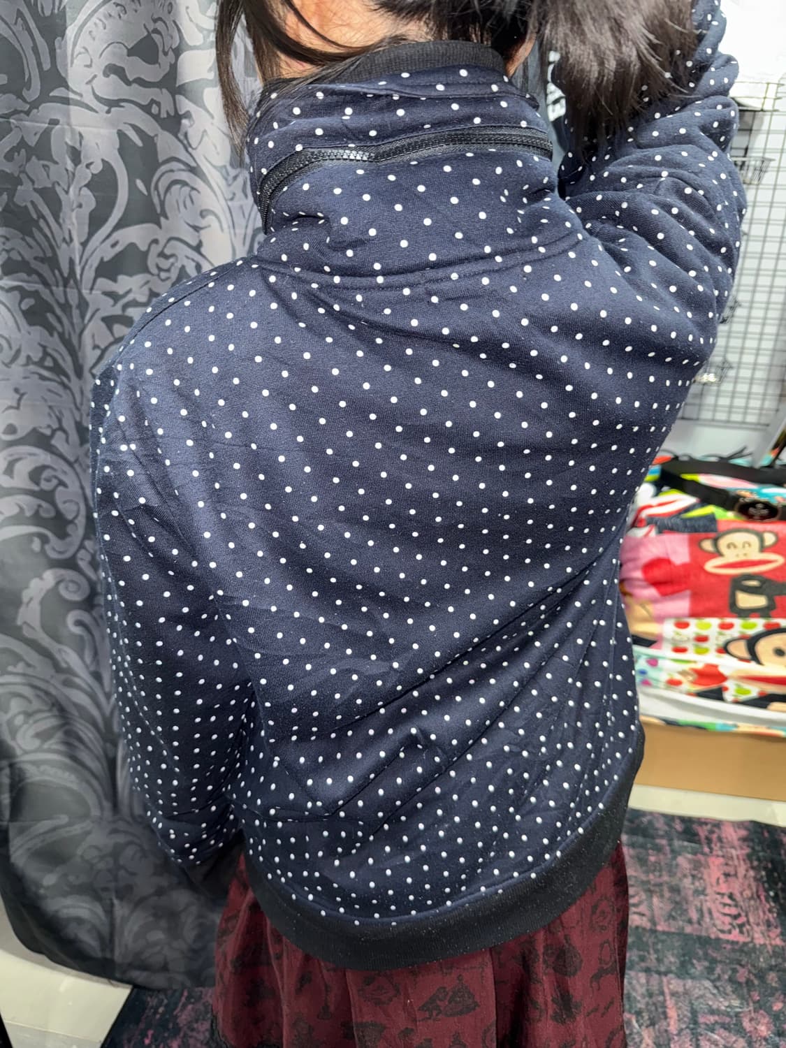 도트 하이넥 기모 집업  상품이미지5