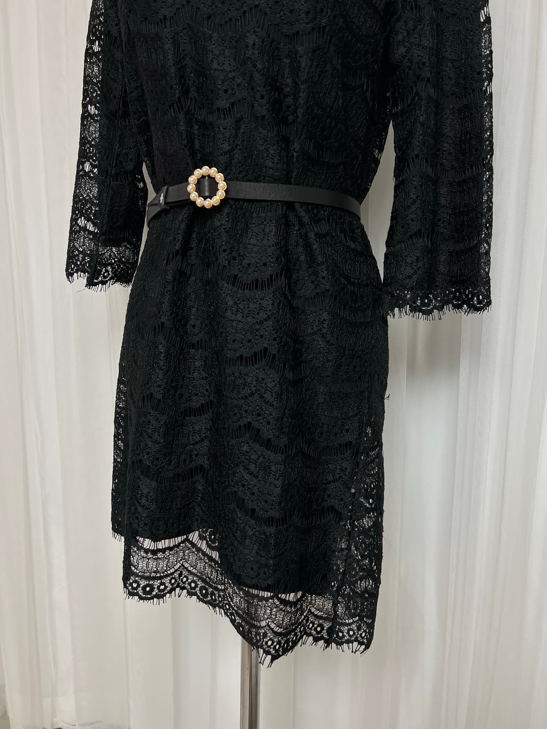 블랙 까사 레이스 레이어드 원피스 상품이미지3