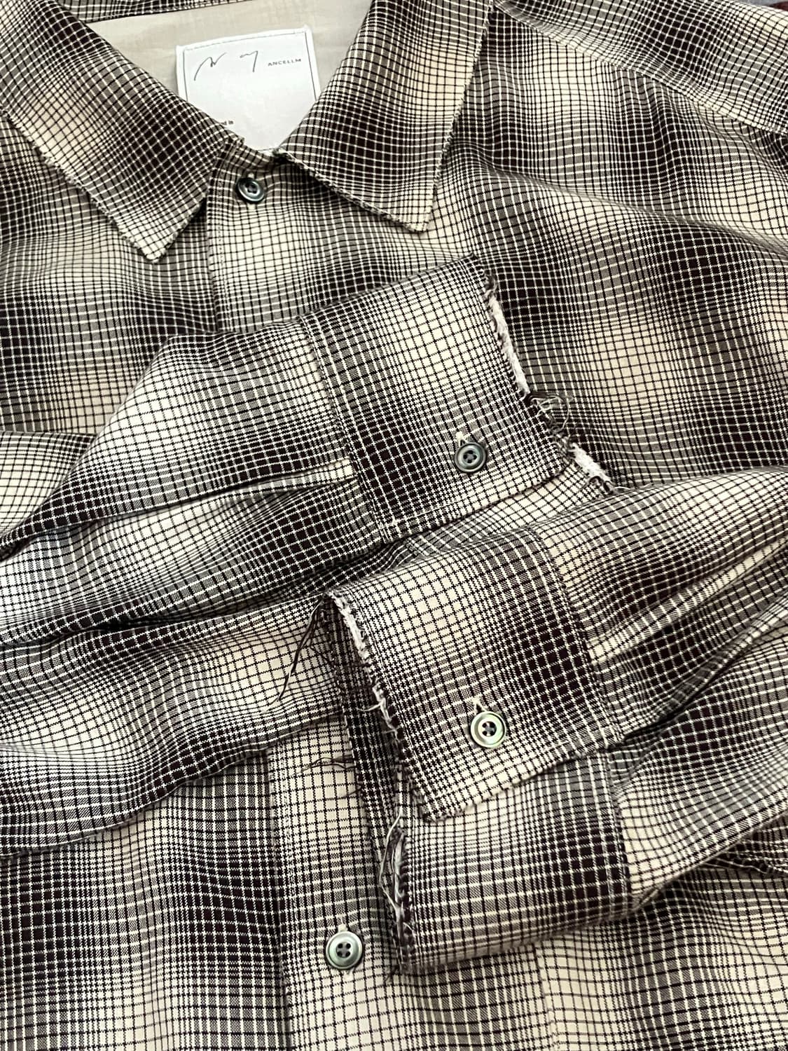 안셀름 / 옴브레 체크셔츠 / 브라운 상품이미지2