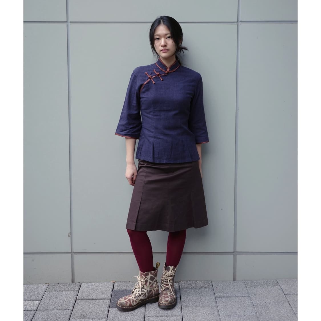 빈티지 브라운 미디 스커트 상품이미지2