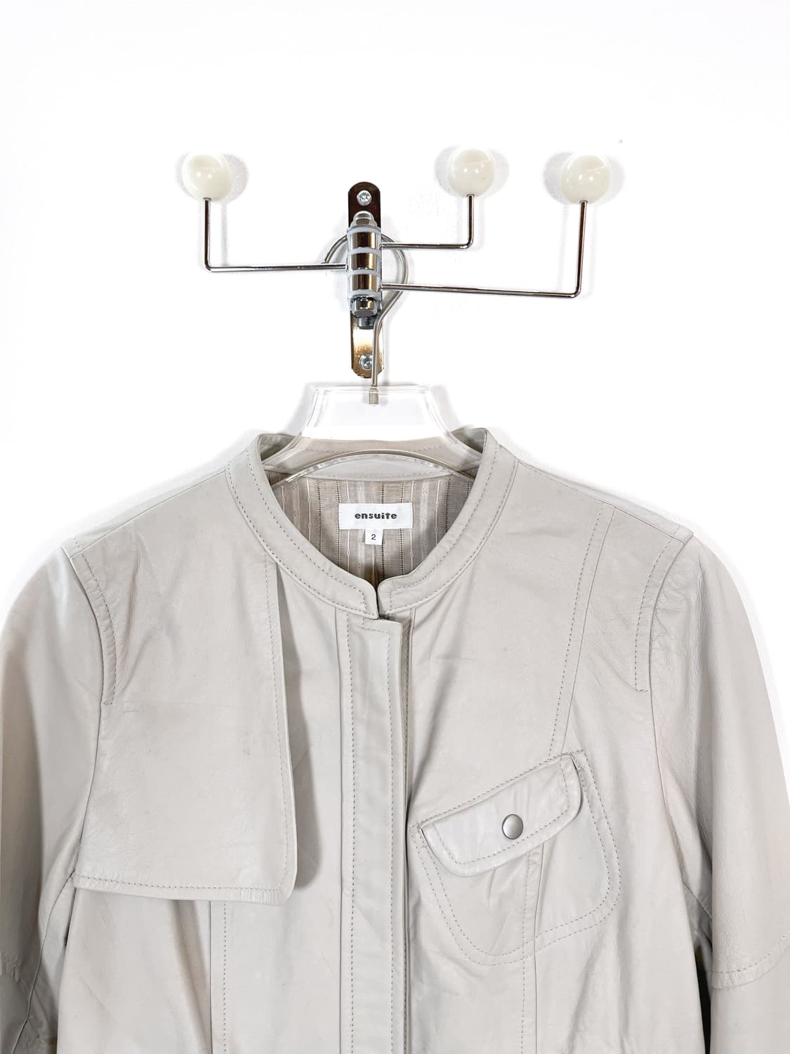 빈티지 화이트 레더 자켓 상품이미지7