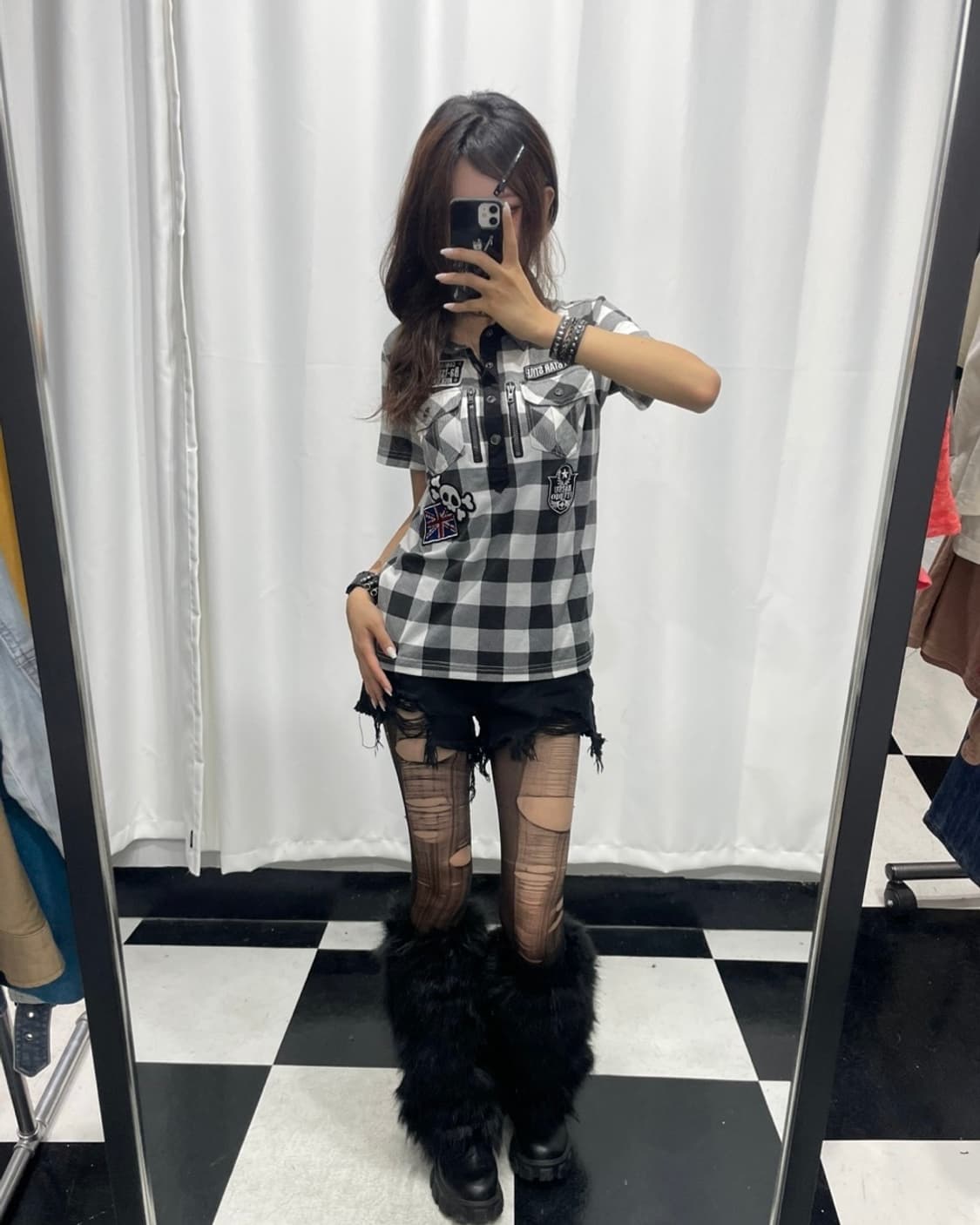 🎸체크 패턴 패치 디테일 카라 티셔츠🎸 상품이미지3