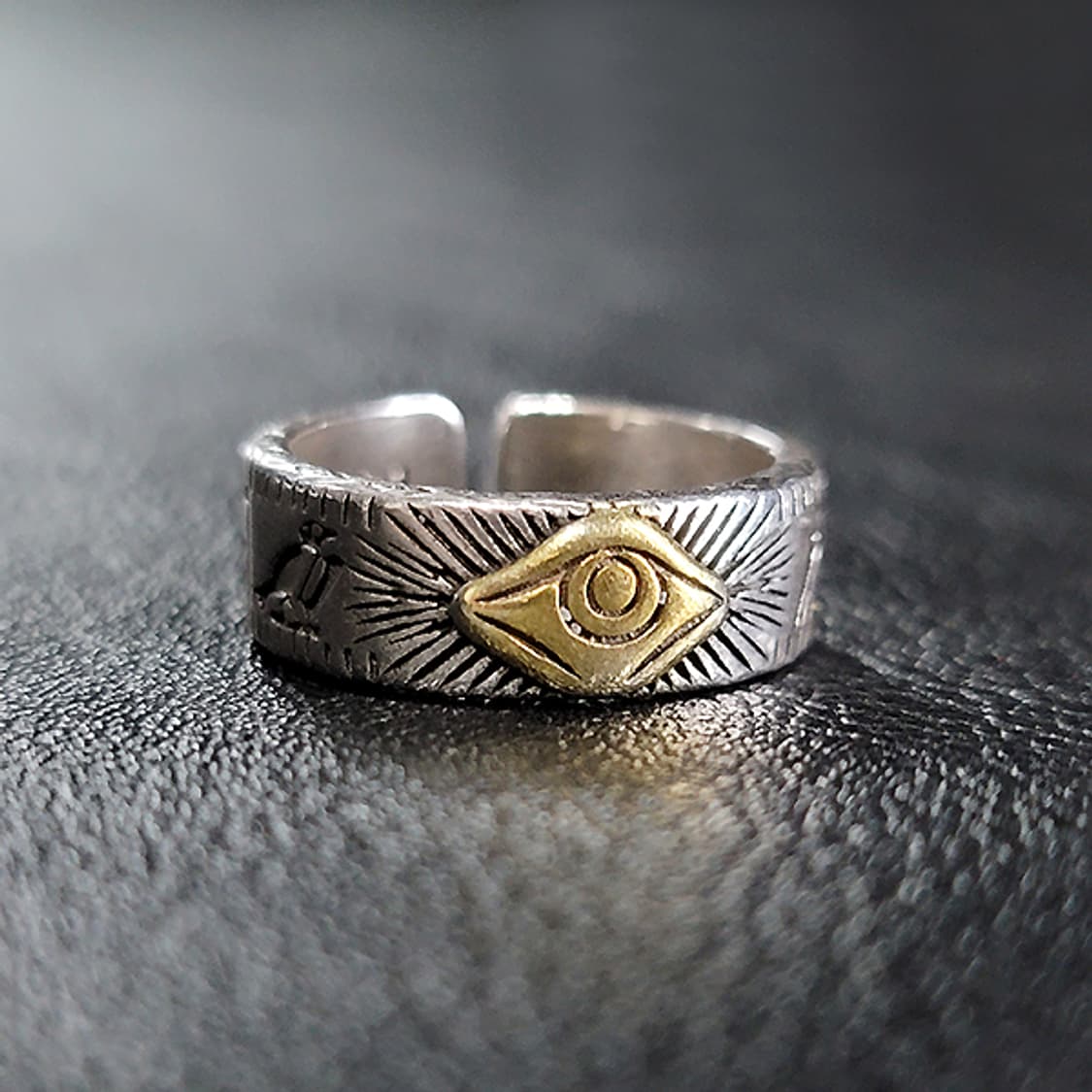 Solivis 실버 남자 엔틱 빈티지 명품 고대 일루미나티 눈 반지 상품이미지1
