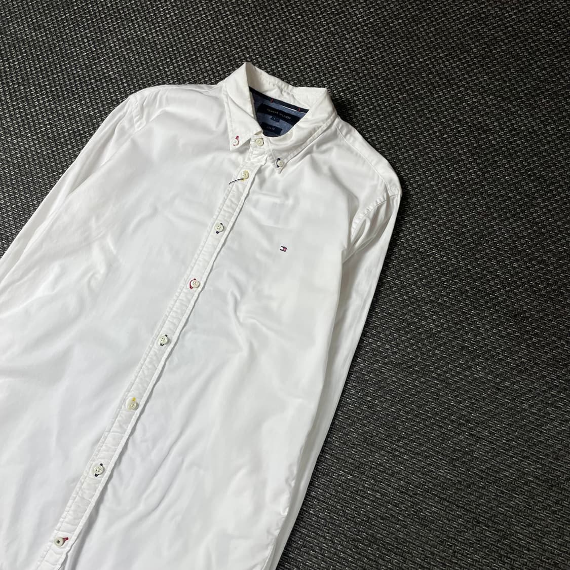 타미힐피거 화이트 미니로고 긴팔 셔츠 슬림핏 L 상품이미지6