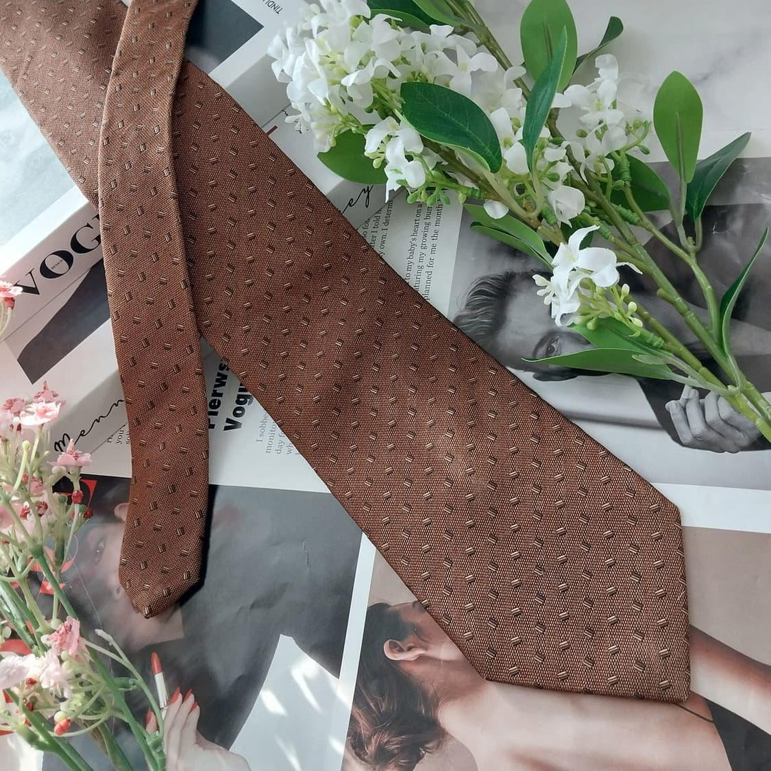 빨질레리 실크 브라운 미니 패턴 넥타이 9.1cm A+등급 K1692
 상품이미지4