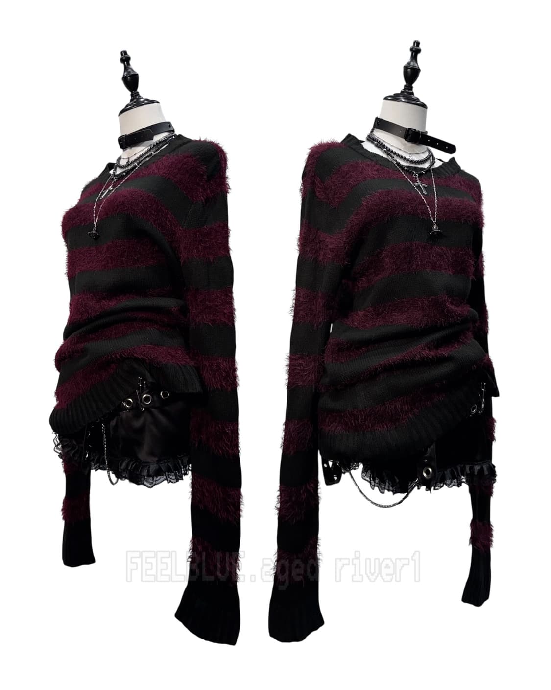 Burgundy & Black Stripe Knit 상품이미지3
