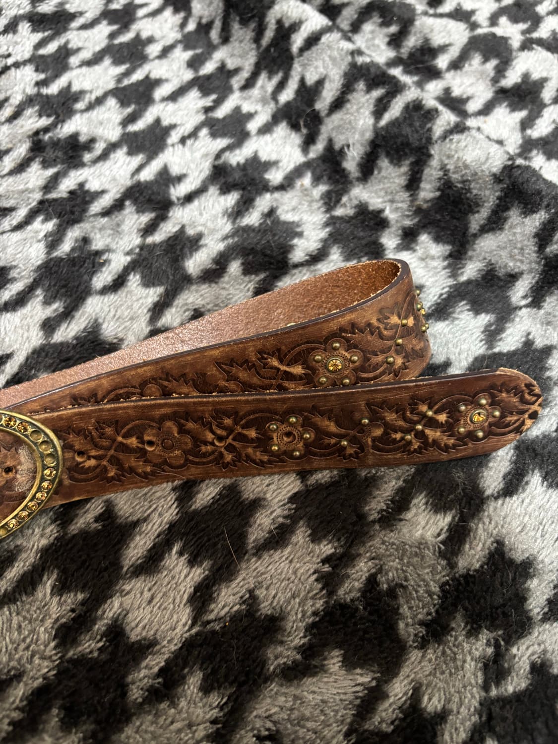 “Unknown” ethnic Cubic Detail Brown Belt 상품이미지5