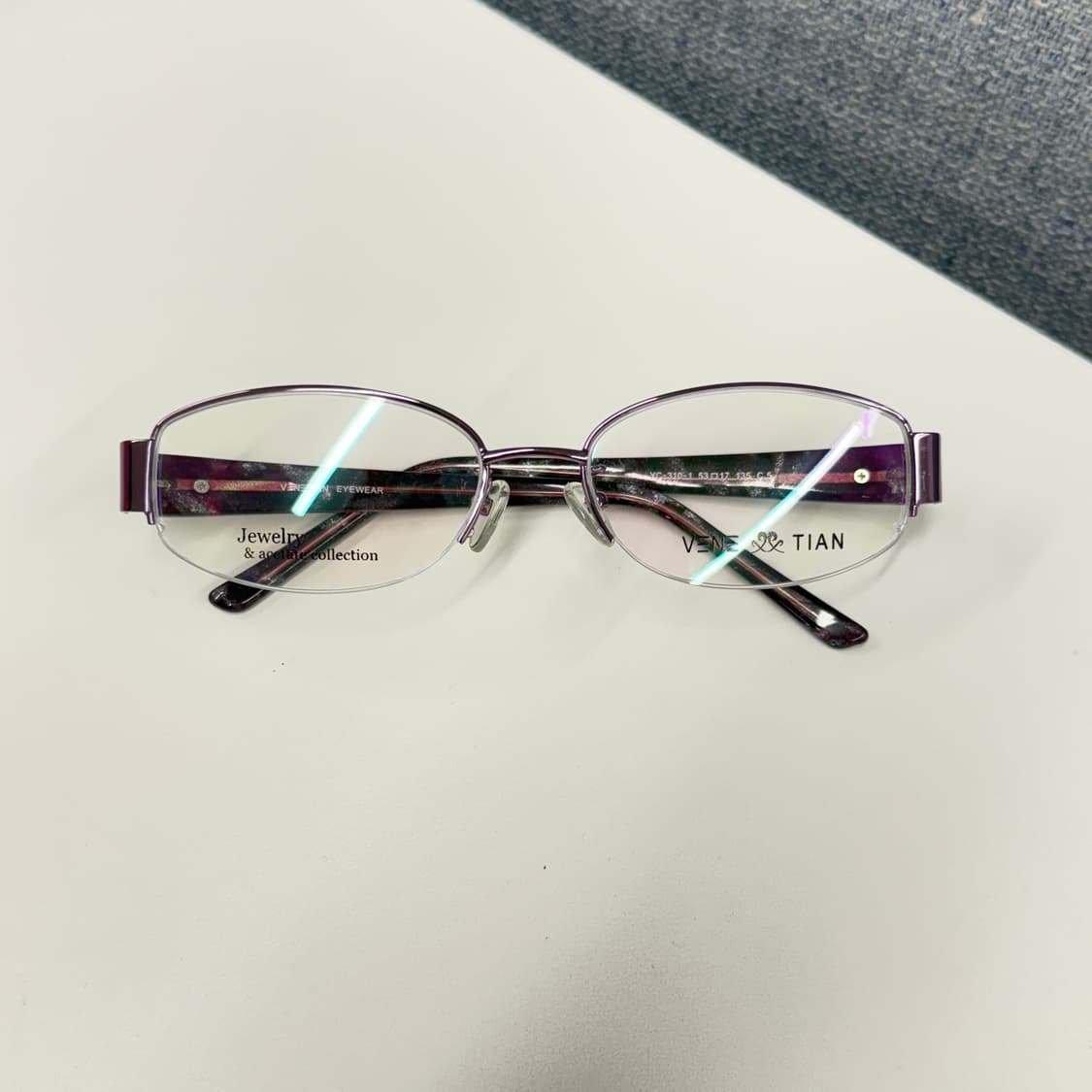 키치한 라벤더 컬러 빈티지 반무테 안경 상품이미지2