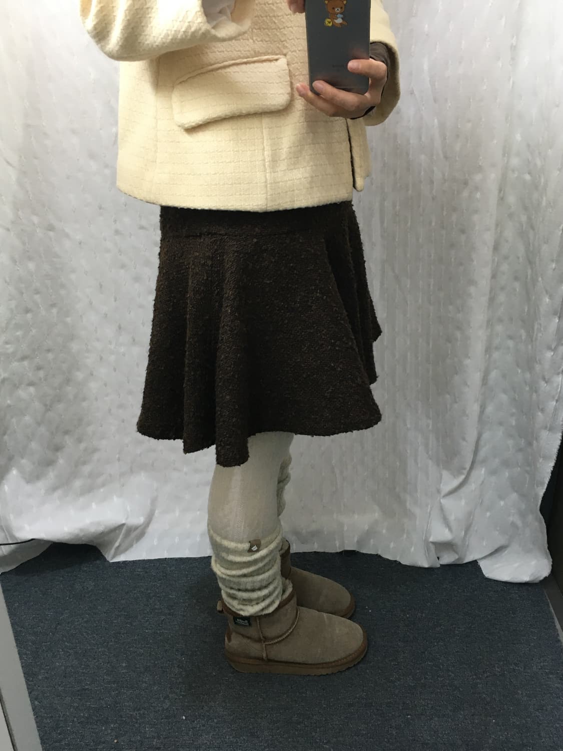 브라운 부클 미니 스커트 상품이미지5