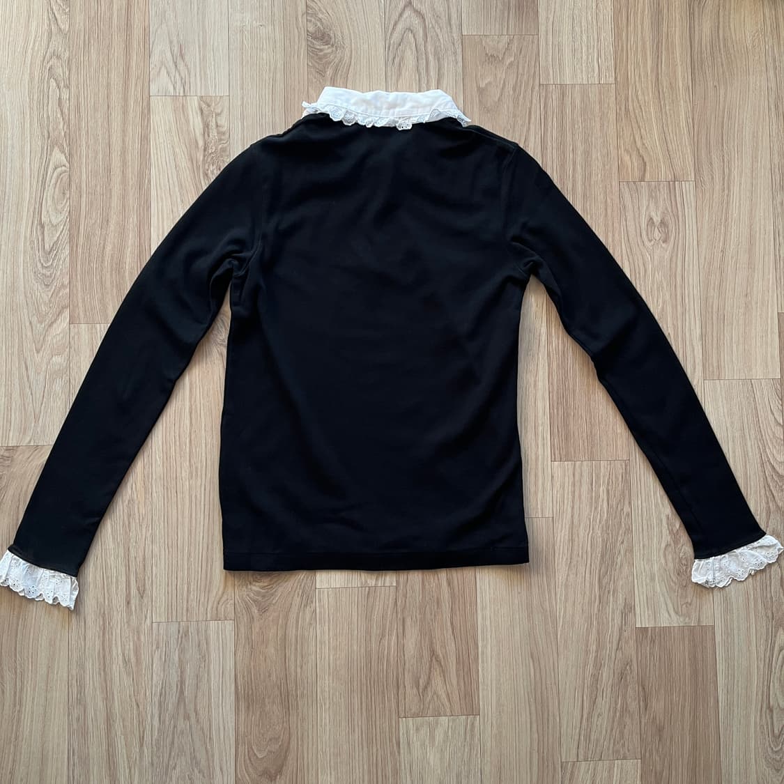 일본 MILK 레이스 카라 블랙 티셔츠 로리타 헤이세이 레트로 상품이미지3