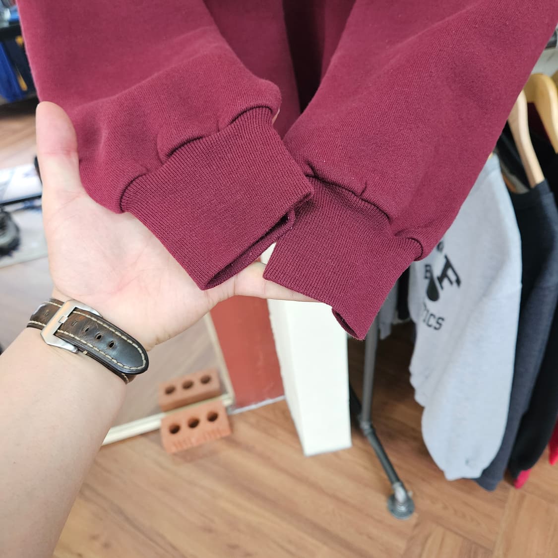 90s 러셀 무지 스웻셔츠 버건디 상품이미지4