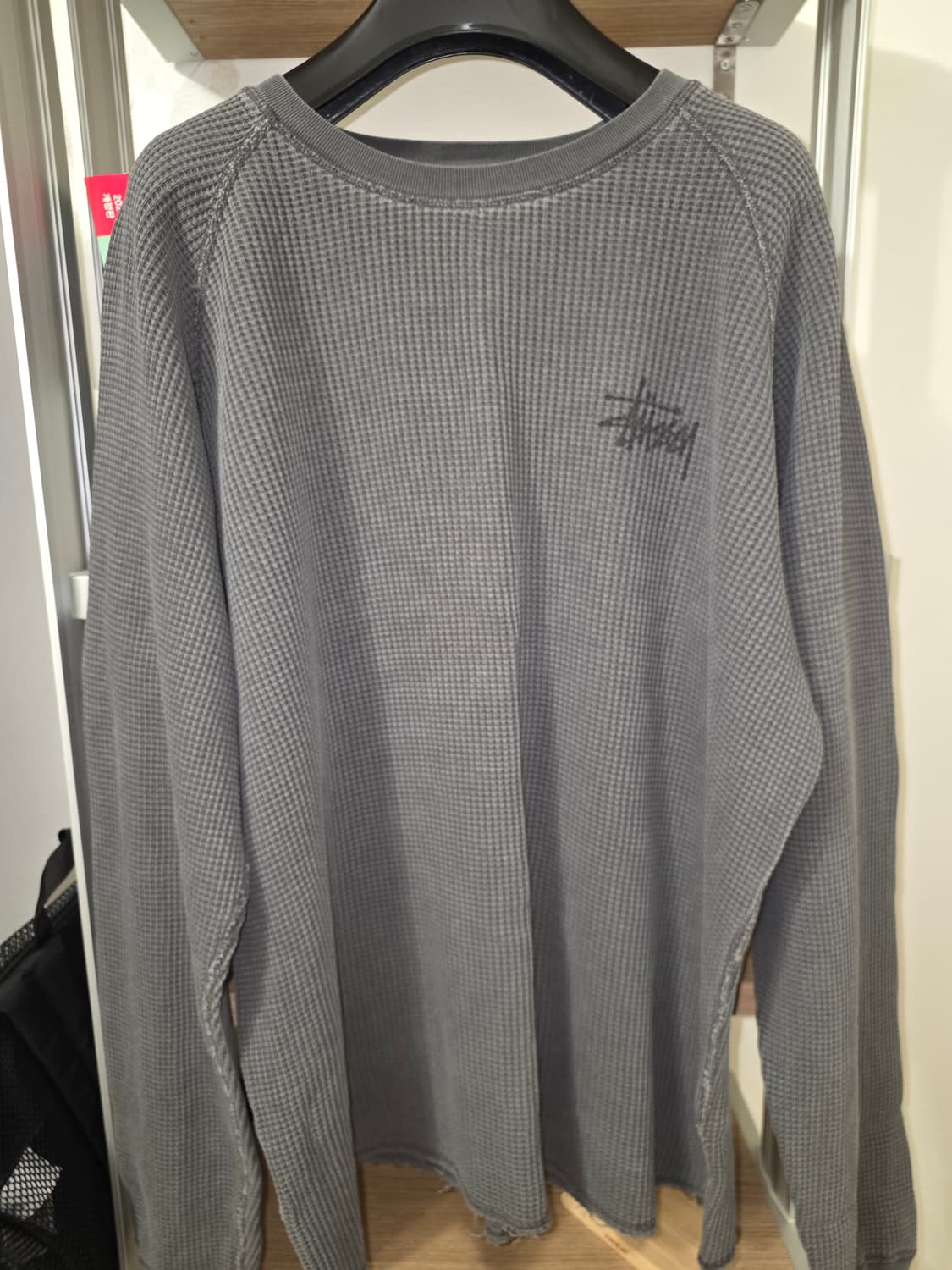 스투시 래글런 써멀 롱슬리브 크루 워시드 블랙 상품이미지1