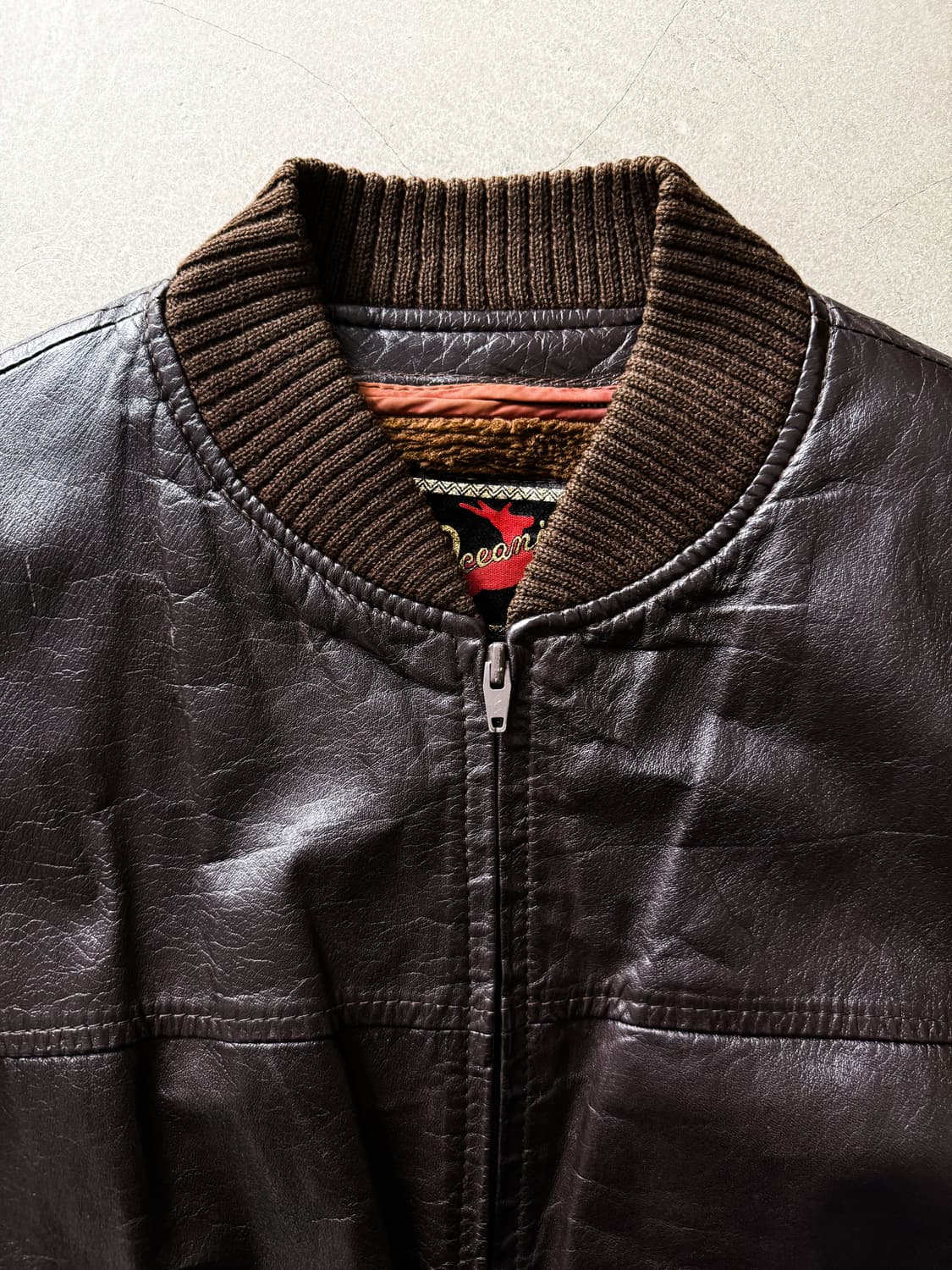 70s Oceania Spain Leather Bomber Jacket 상품이미지3