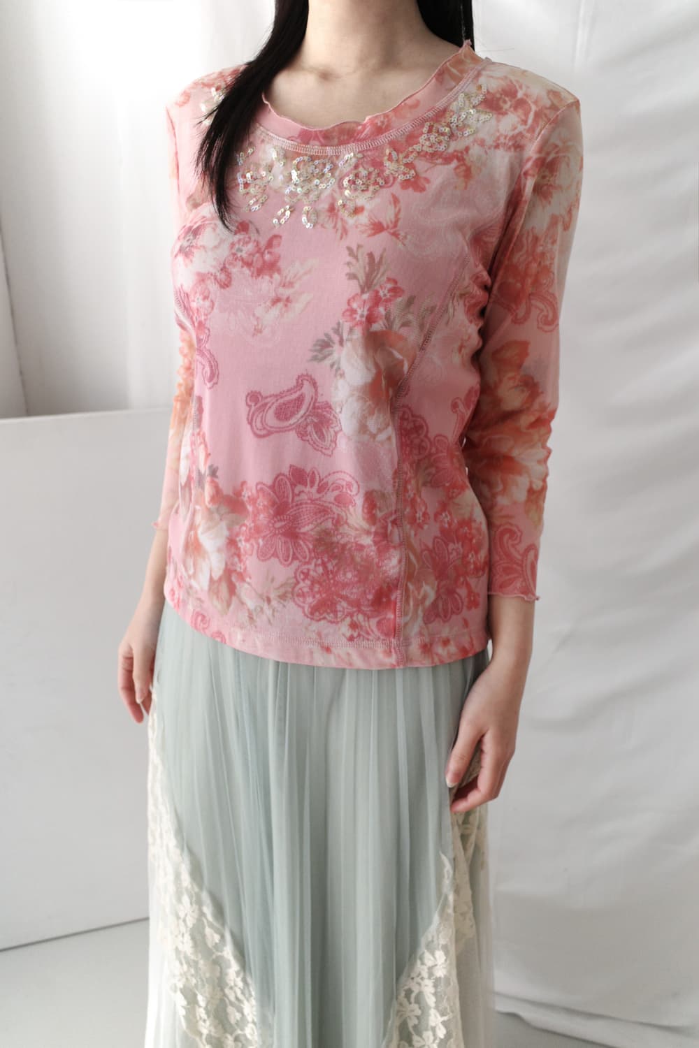 flower beads see-through T  상품이미지6