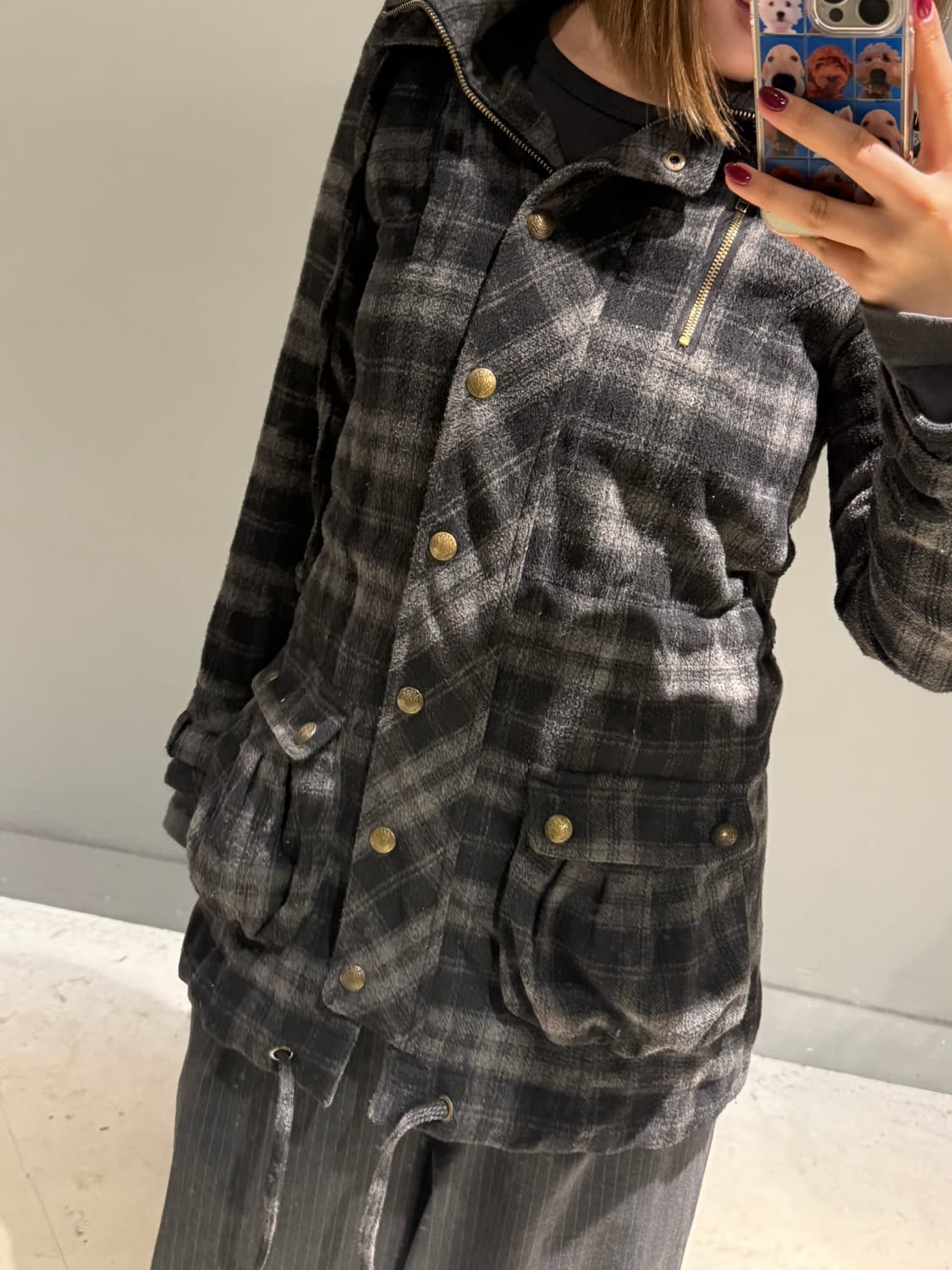 check pattern pocket detail hood coat 상품이미지3