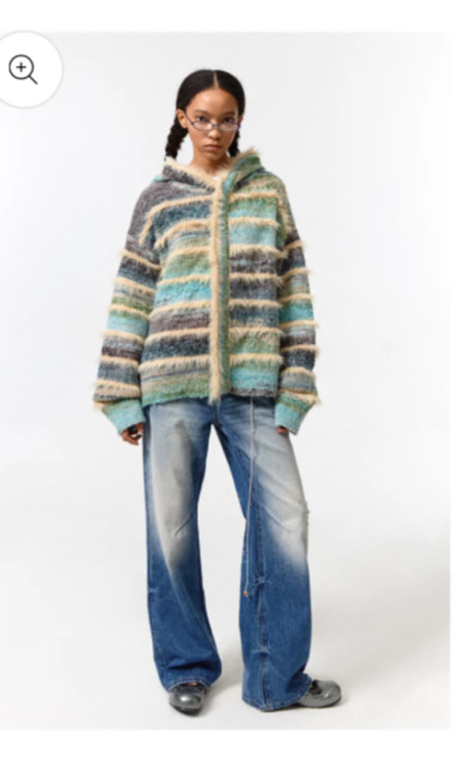Gradient Stripe Hooded Knit Jacket 상품이미지2
