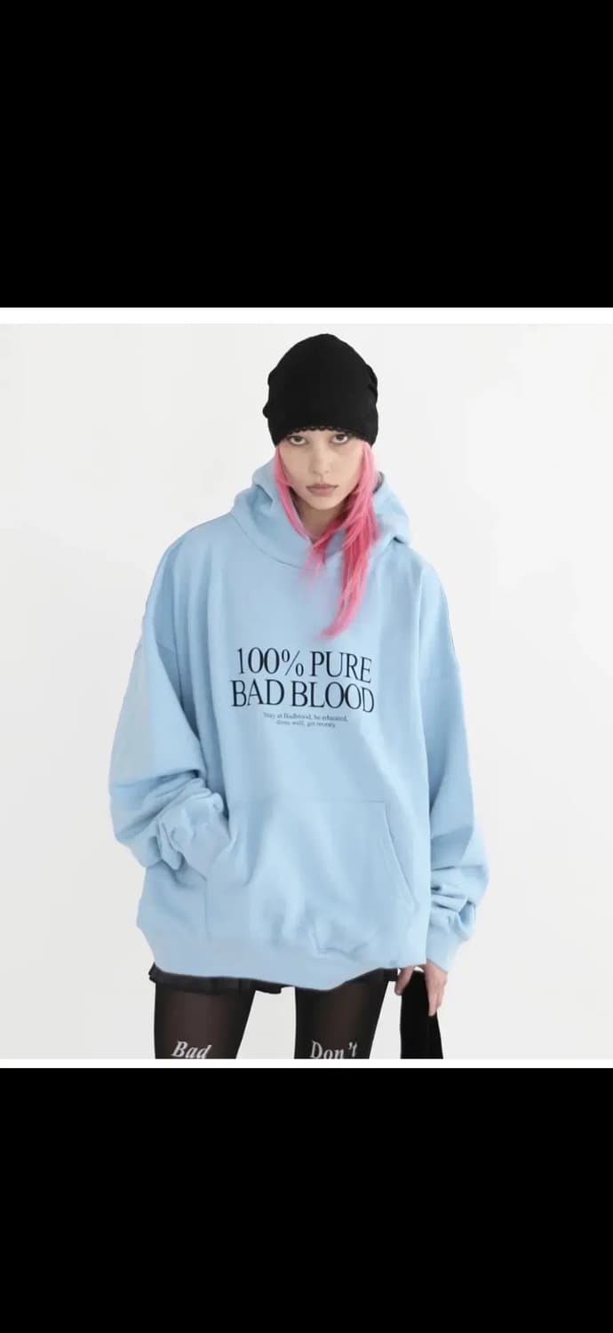 [새상품]배드블러드 pure 후드 라지핏 - 라이트블루 M 상품이미지3