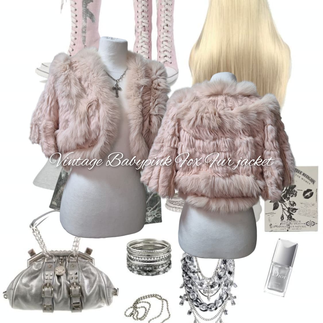 Vintage Babypink Fox Fur jacket 상품이미지1