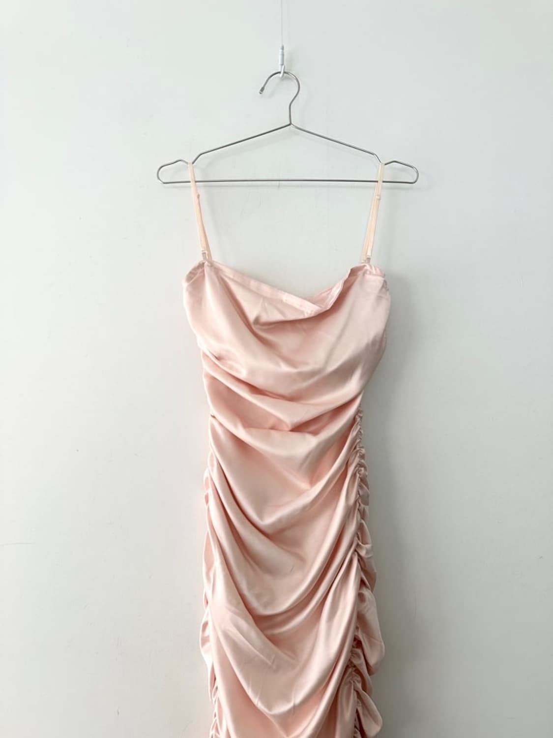 Glossy long shirring ops / baby pink 상품이미지2