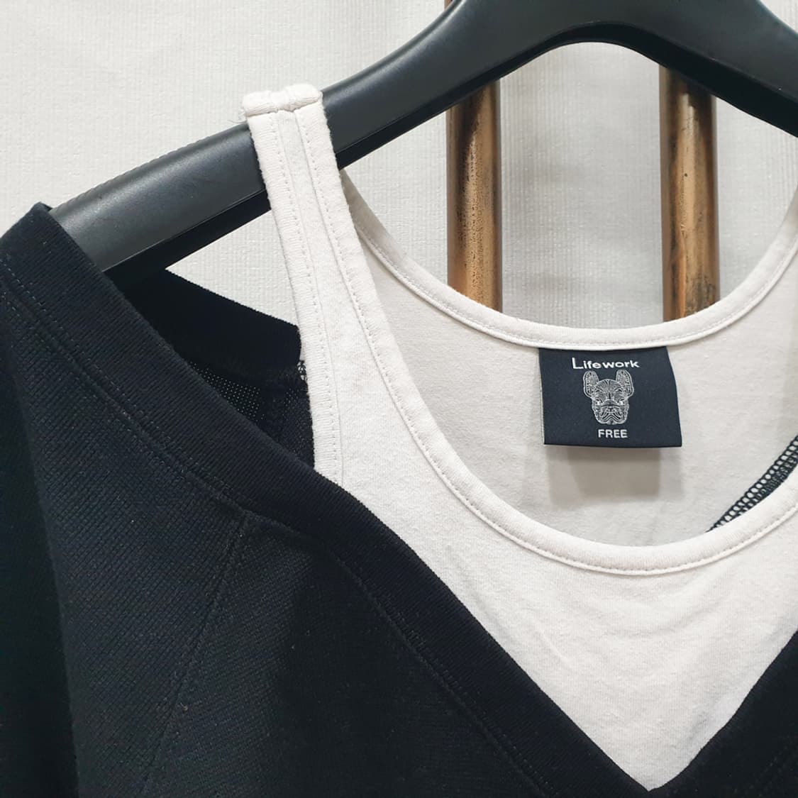 라이프워크 여성 와플 레이어드 숏 반팔 티셔츠 F 상품이미지3