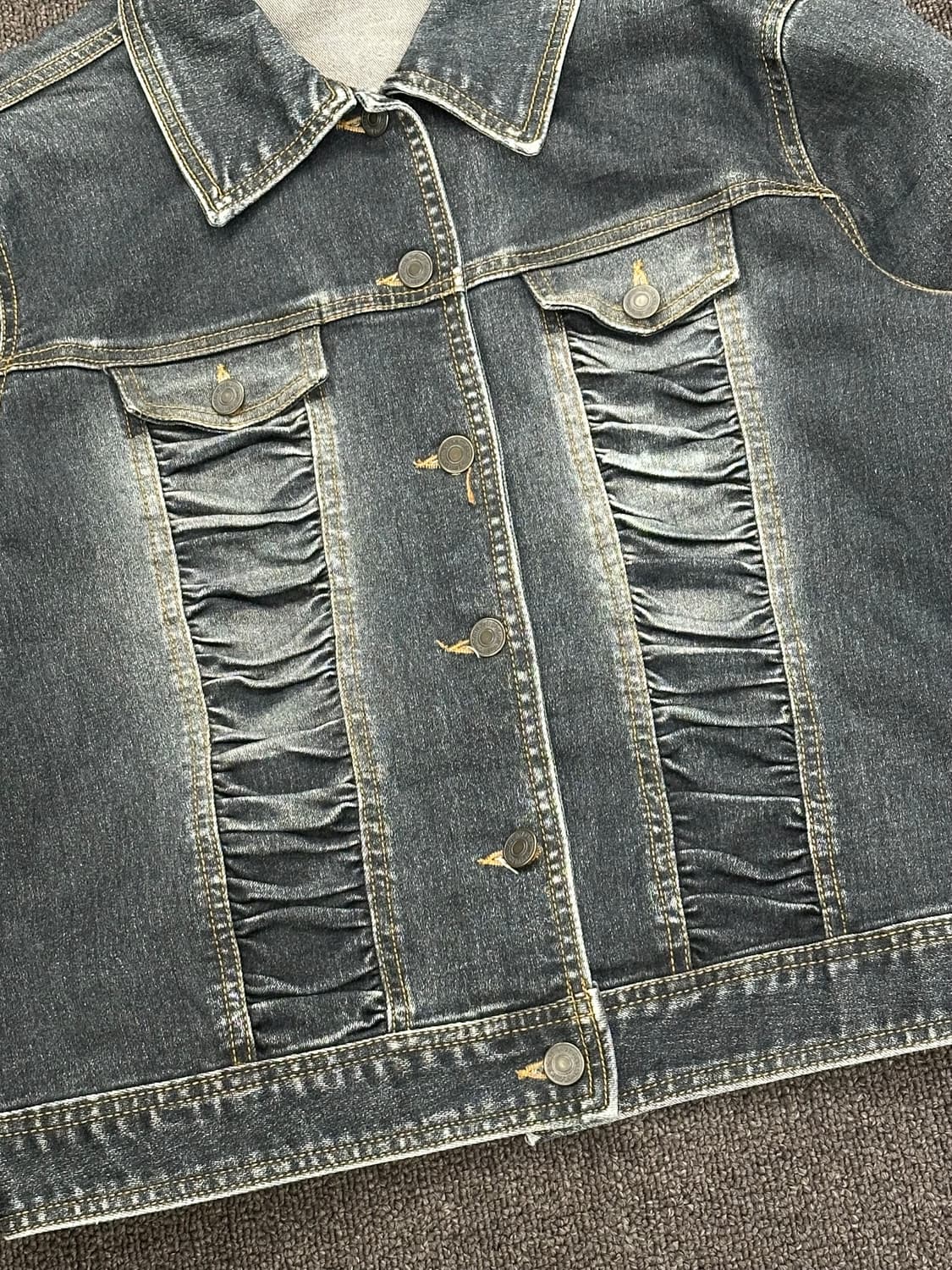 40)Japanese vintage 여성 워싱 러플 데님 자켓 상품이미지3