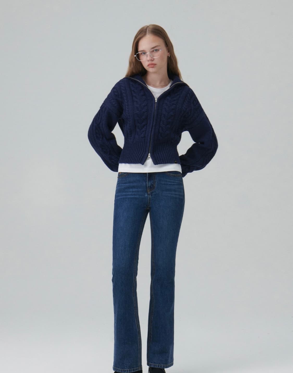 시티브리즈 울 케이블 니트 집업 가디건_NAVY 상품이미지3