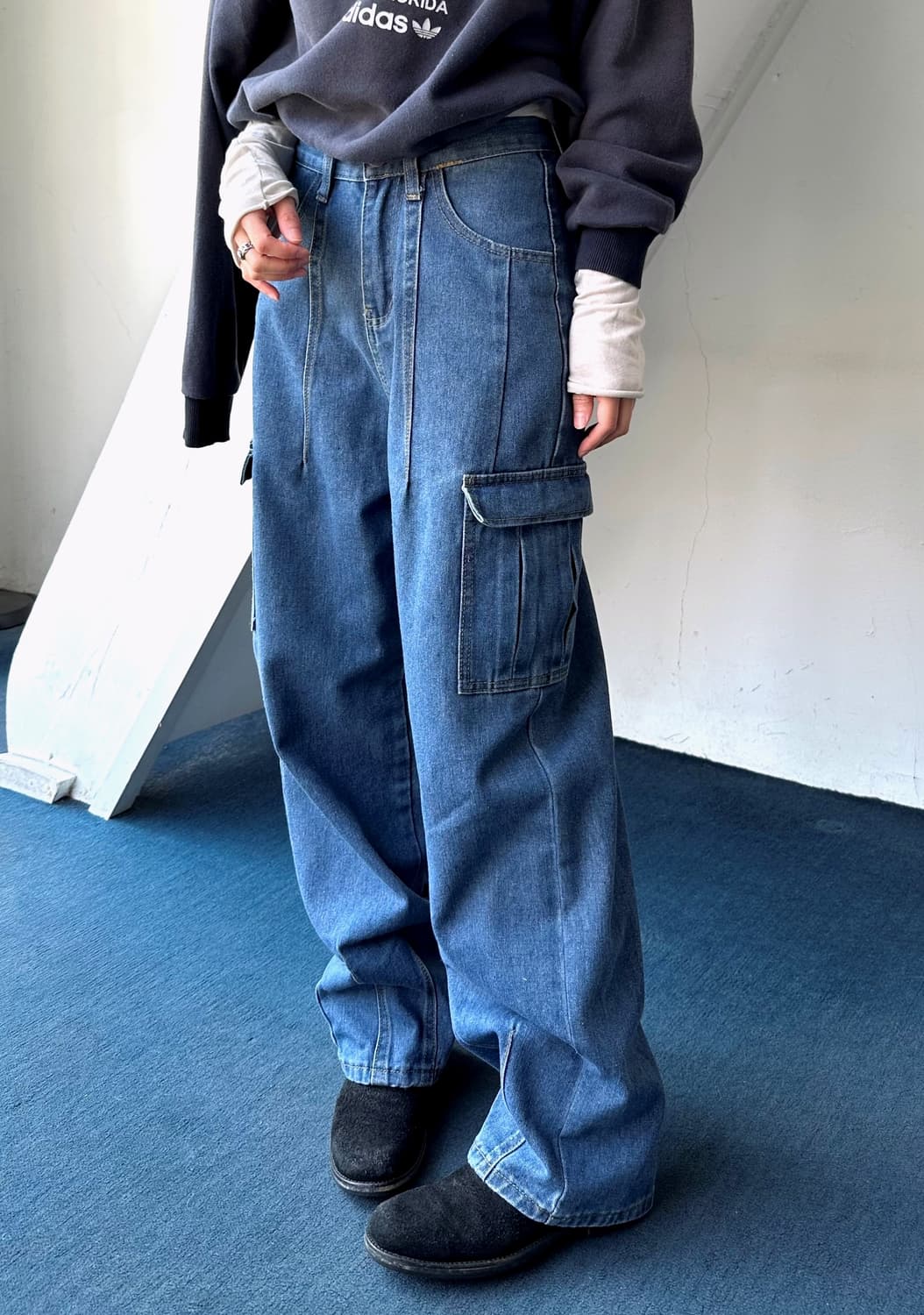 Utility design denim easy cargo pants 상품이미지7