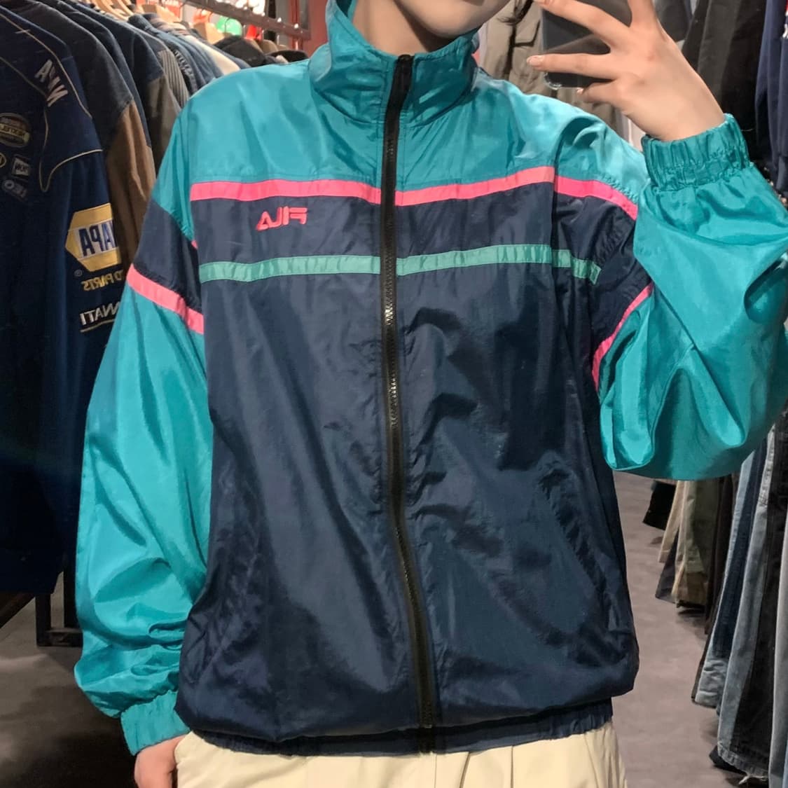 [IM] FILA 바람막이 민트 네이비 상품이미지3