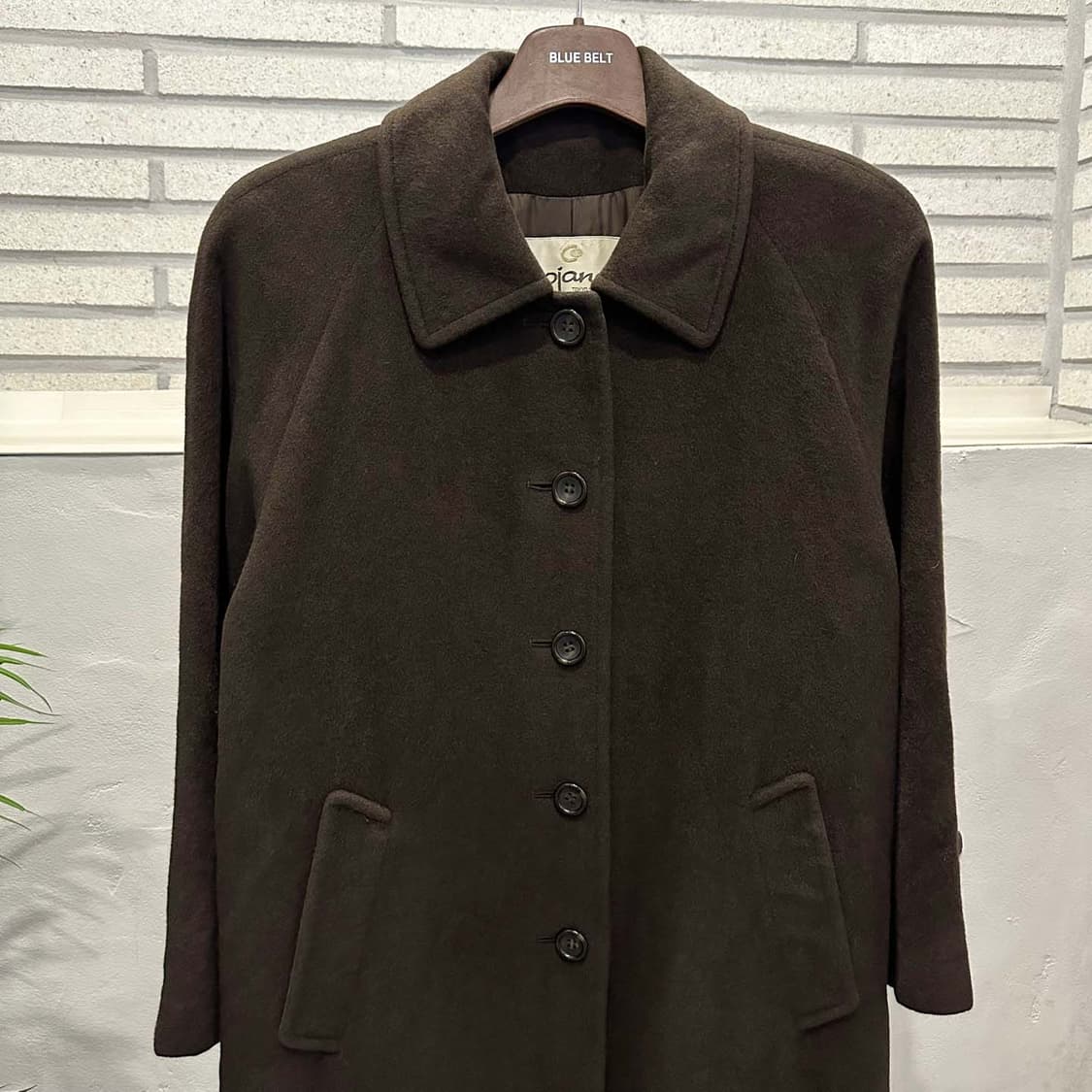 JPN VINTAGE 싱글 롱 코트 레글런 투포켓 디테일 다크 브라운 상품이미지3