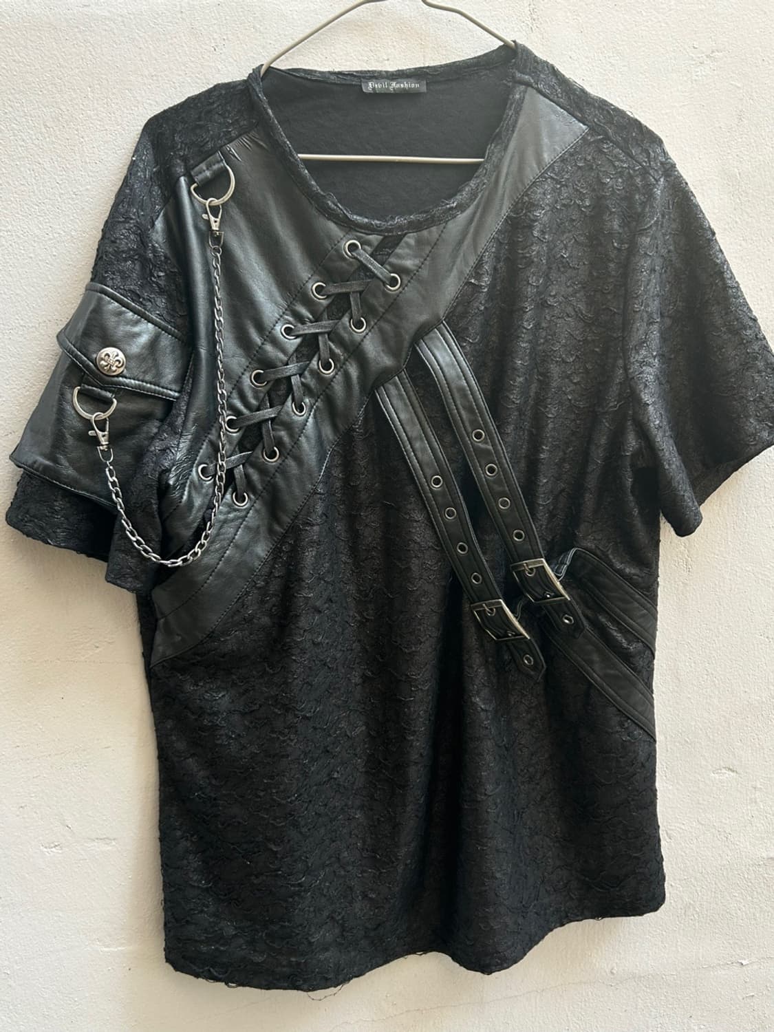 *rare* 펑크 devil fashion 레이스업 본디지 반팔 상품이미지2