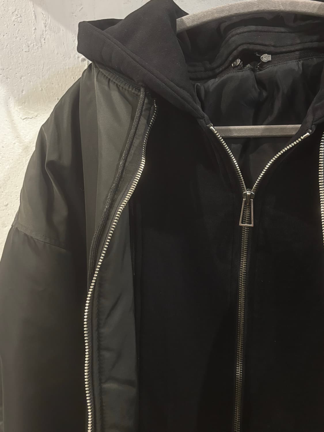 TNGT 후드 레이어드 MA-1 블루종/다크 그레이 상품이미지5