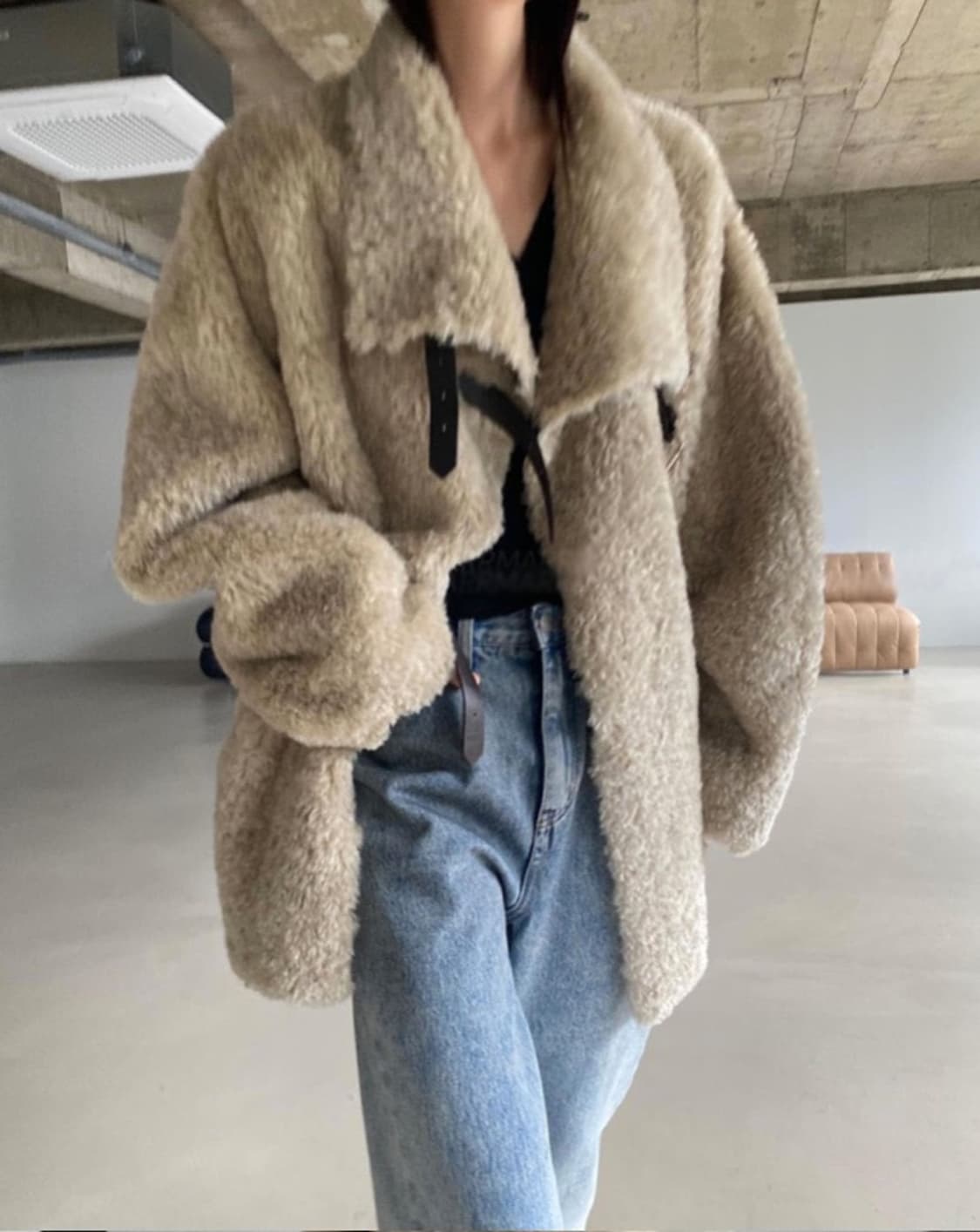 버클 퍼 무스탕 상품이미지2