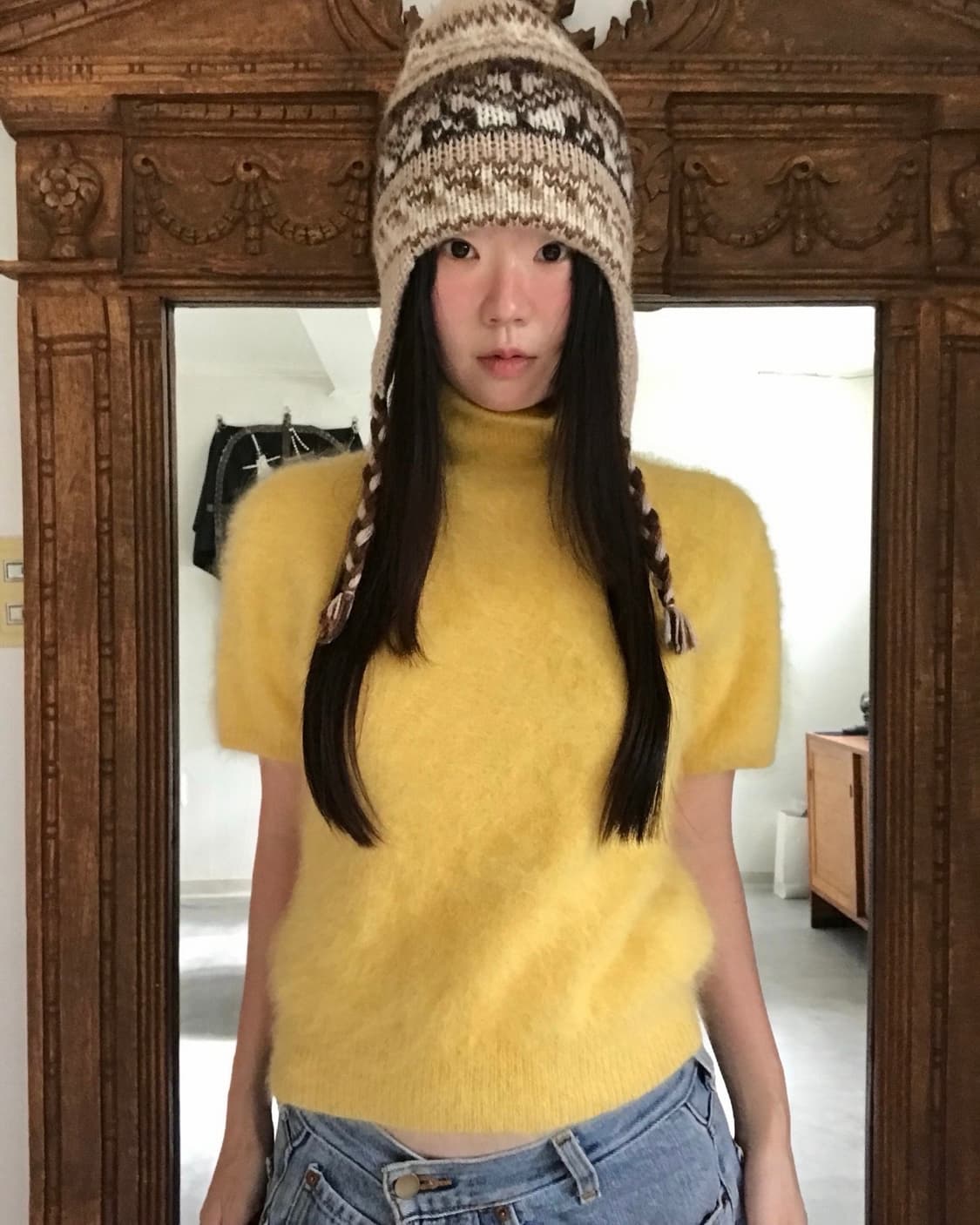 vintage yellow angora knit 상품이미지1