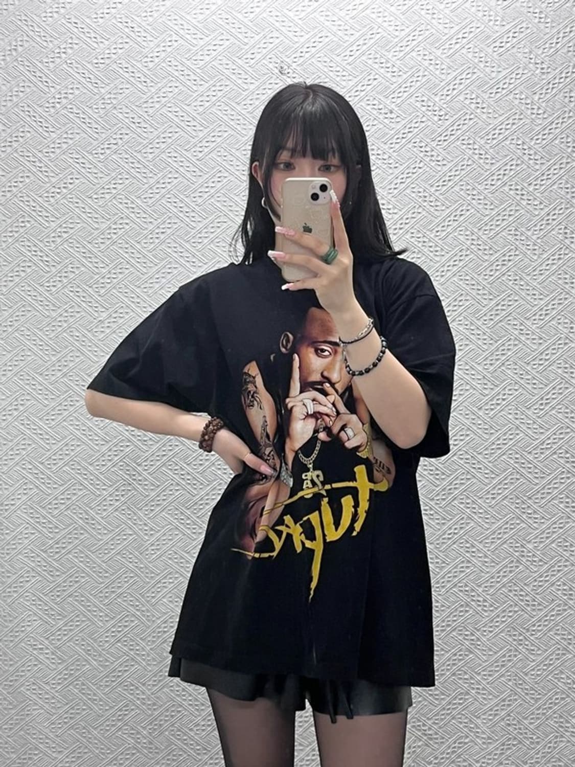 락볼루션 빈티지 스트릿 락펑크 투팍 프린팅 반팔티 XL C12276 상품이미지2