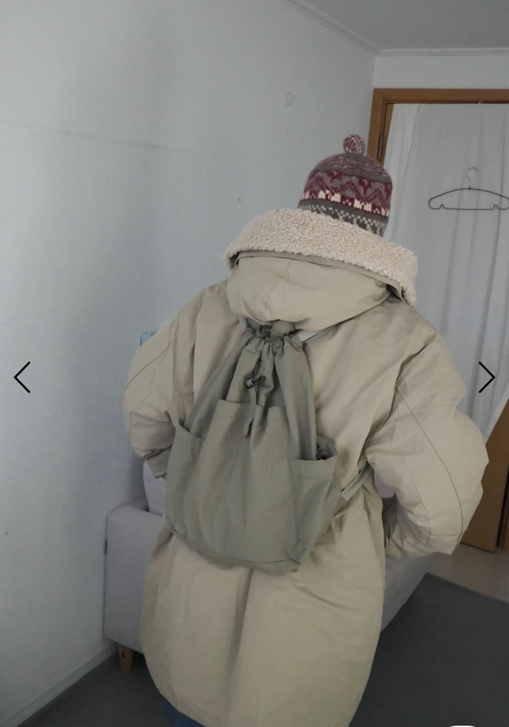 키이라 카키베이지 야상 패딩(덕다운 100) 상품이미지3