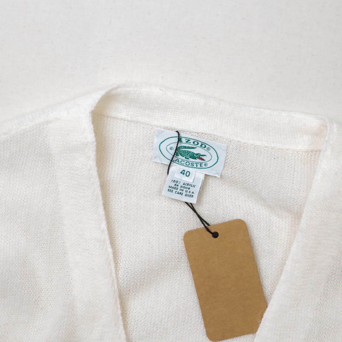 80s IZOD 라코스테 아크릴 가디건 화이트 상품이미지6