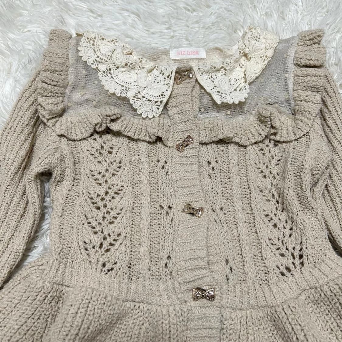 리즈리사 러플 레이스 니트 원피스 히메갸루 라떼갸루 달천깔 짜잔씨 상품이미지2