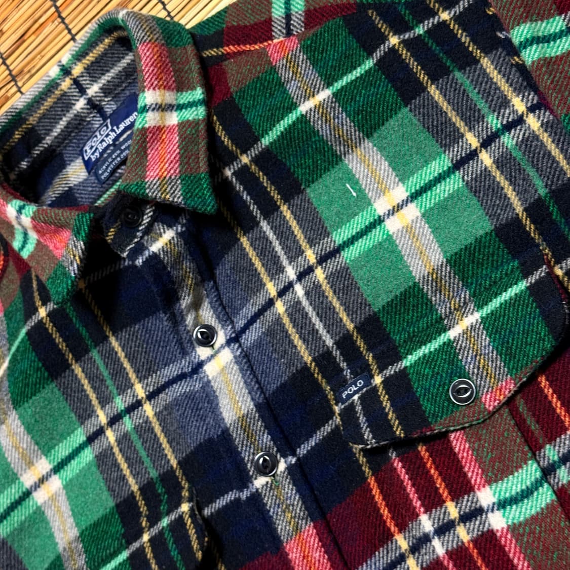 90s 폴로 랄프로렌  아크릴울 타탄 체크 셔츠 XL 상품이미지5