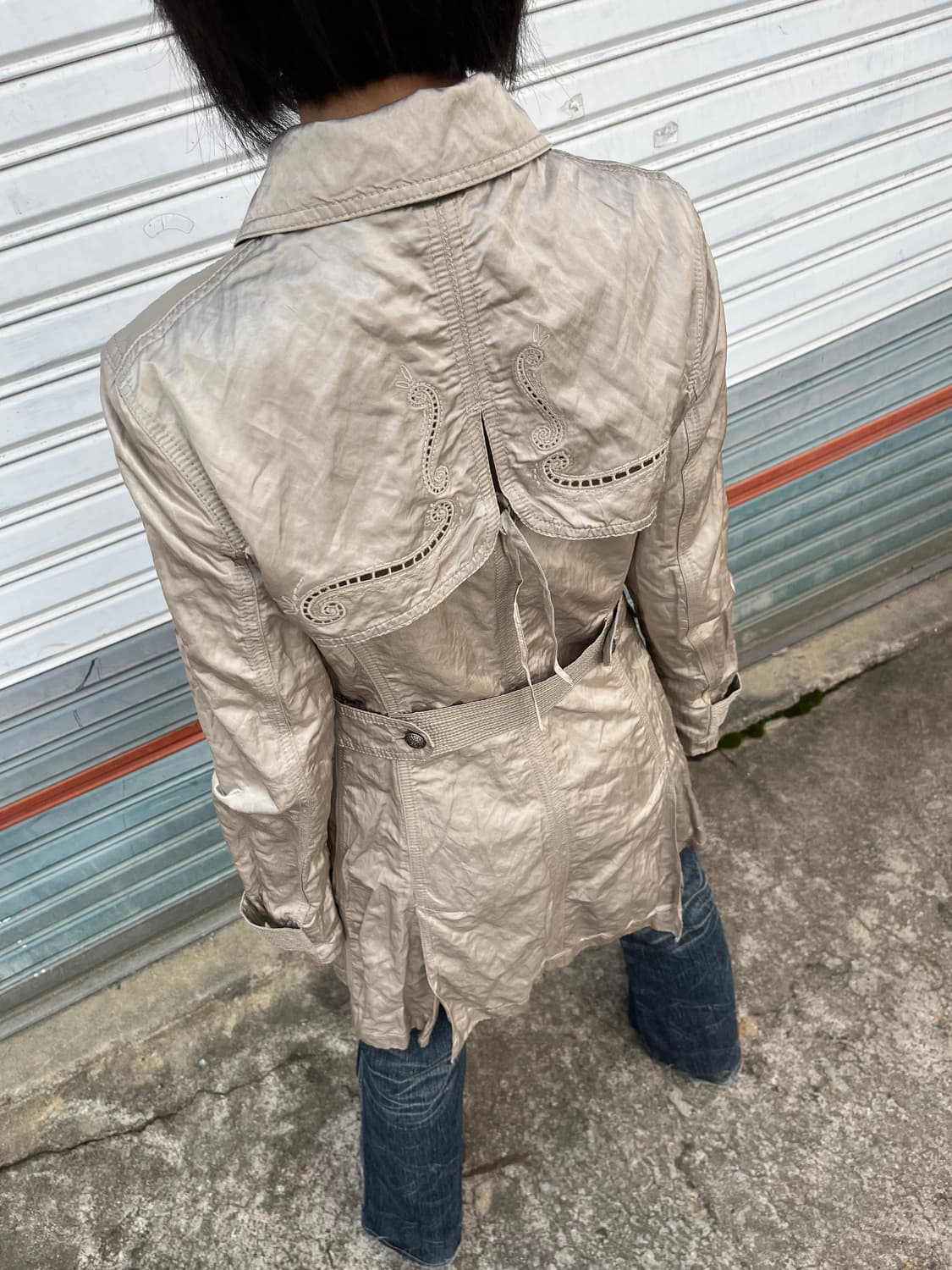 Ermanno Scervino 코튼 나일론 혼방 롱 자켓  상품이미지3