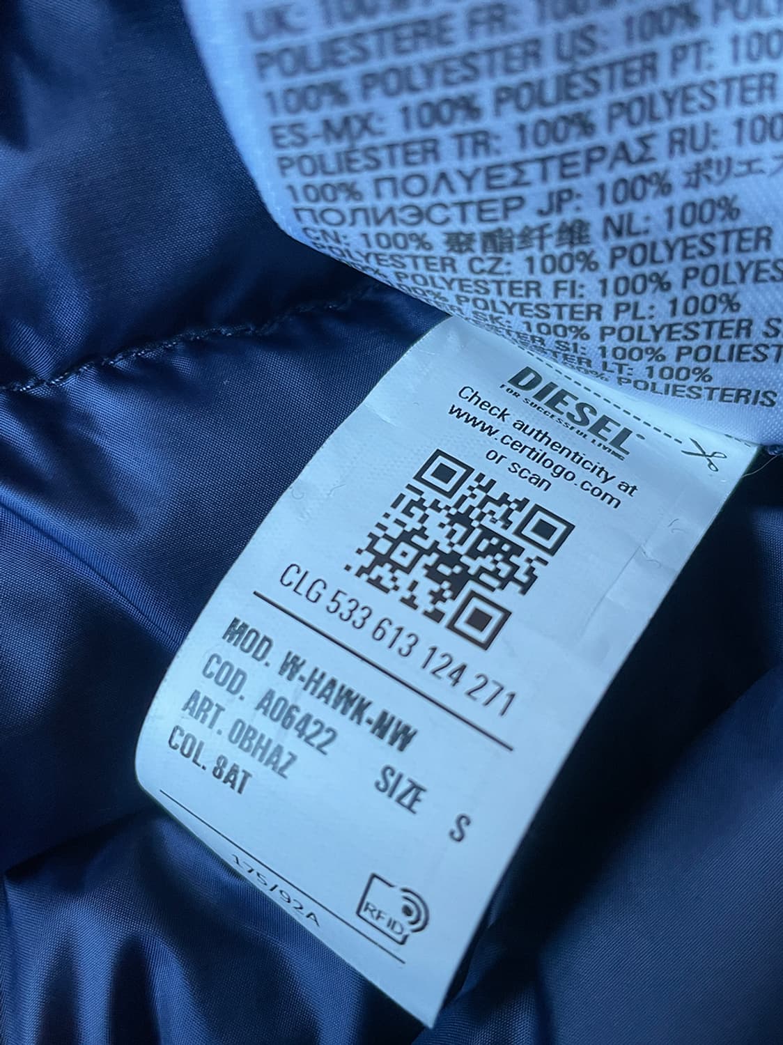 디젤 호킬 패딩 블루 상품이미지10