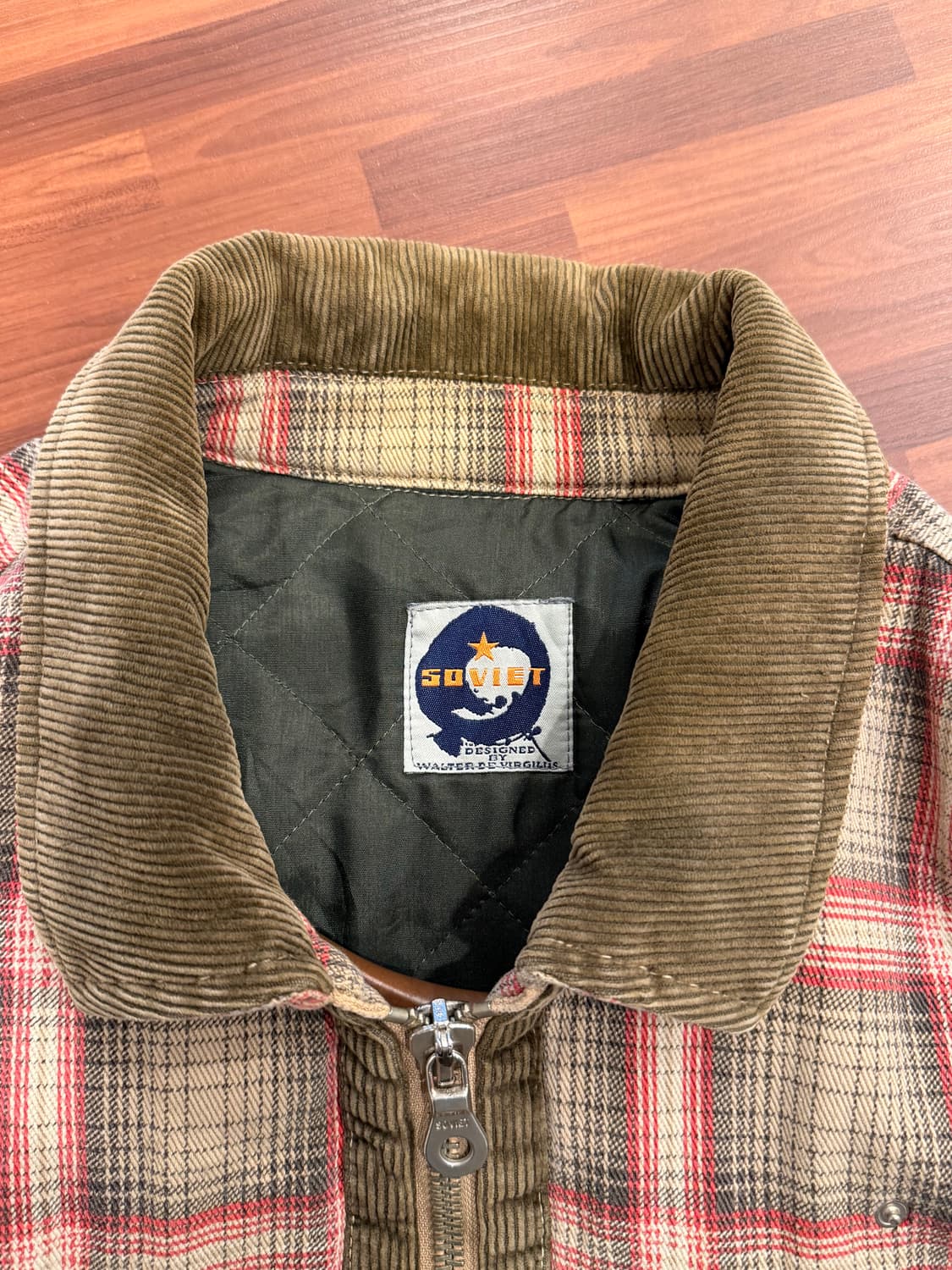 00s Soviet 빈티지 체크 코튼 플란넬 집업 자켓 상품이미지9
