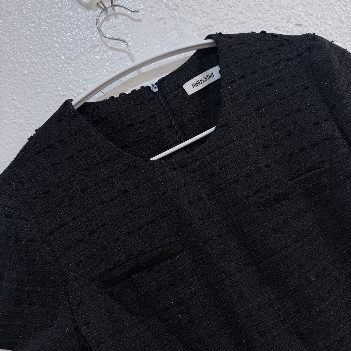 마우솔레움 Tweed Belted Flare Dress - Black 상품이미지3