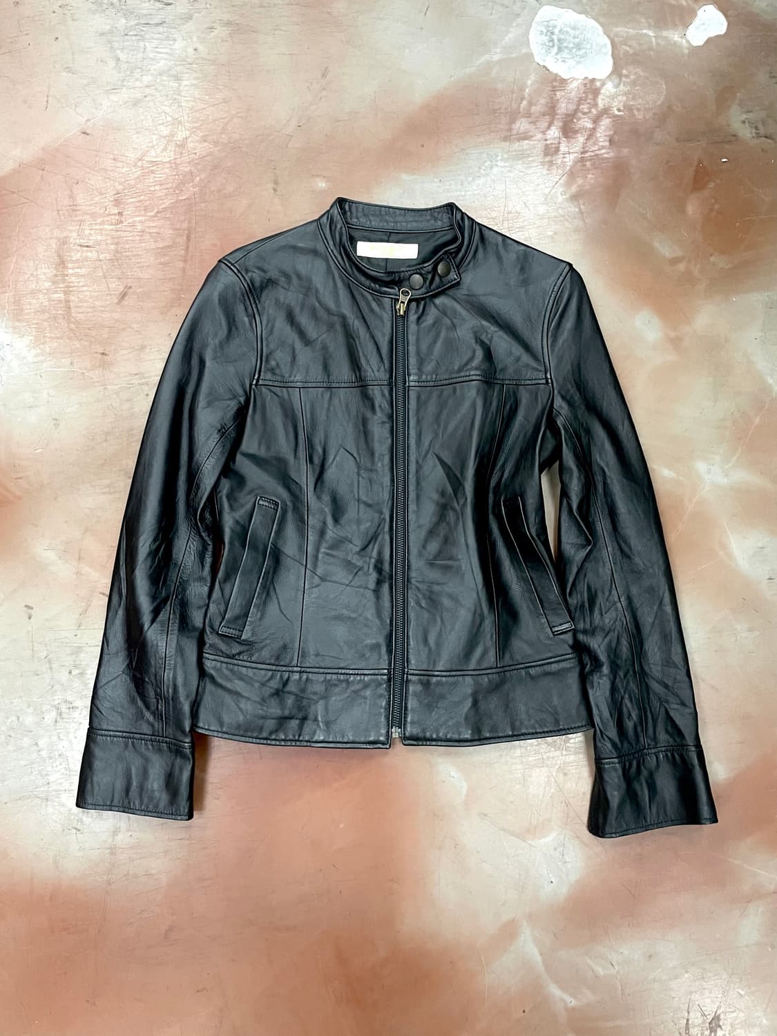  Black Leather slim fit Jacket 상품이미지3