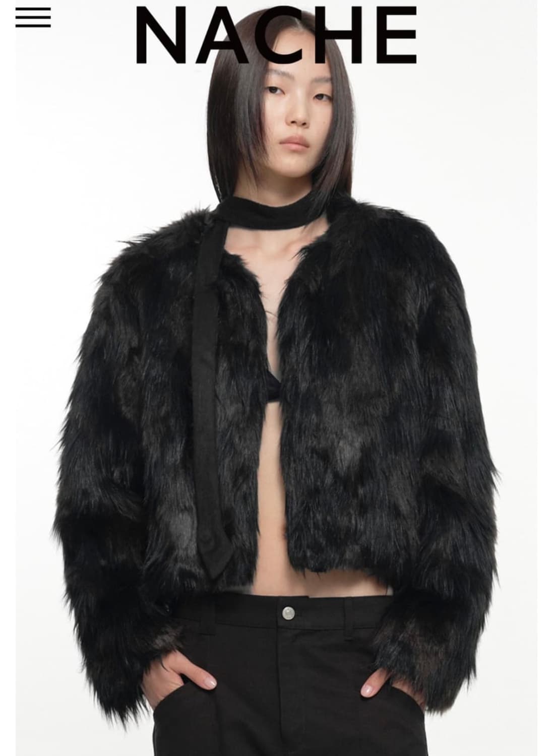 nache 퍼자켓 카키블랙 상품이미지1