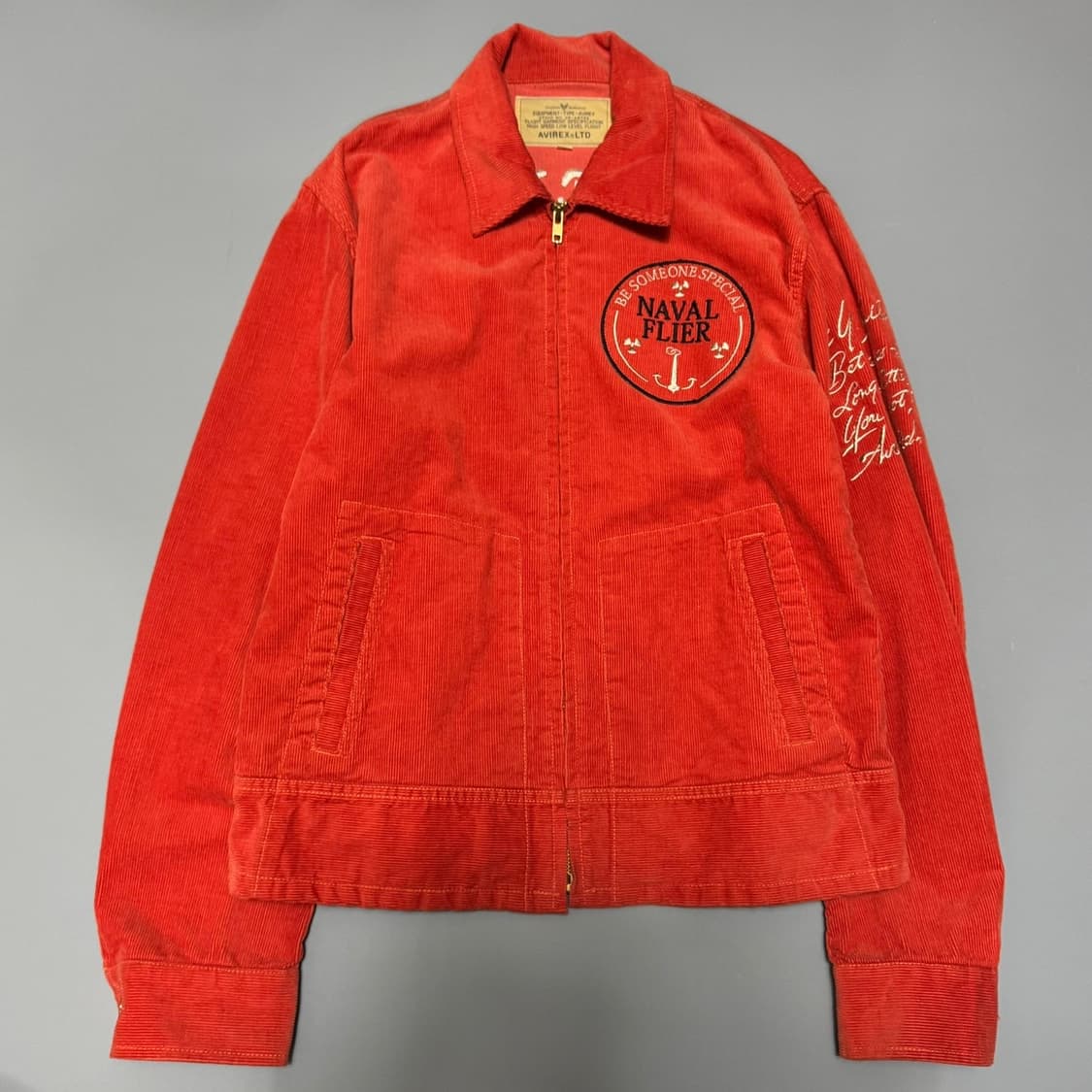 아비렉스 오렌지컬러 양면 자수로고 나발 플라이트 코듀로이 블루종 자켓 상품이미지8