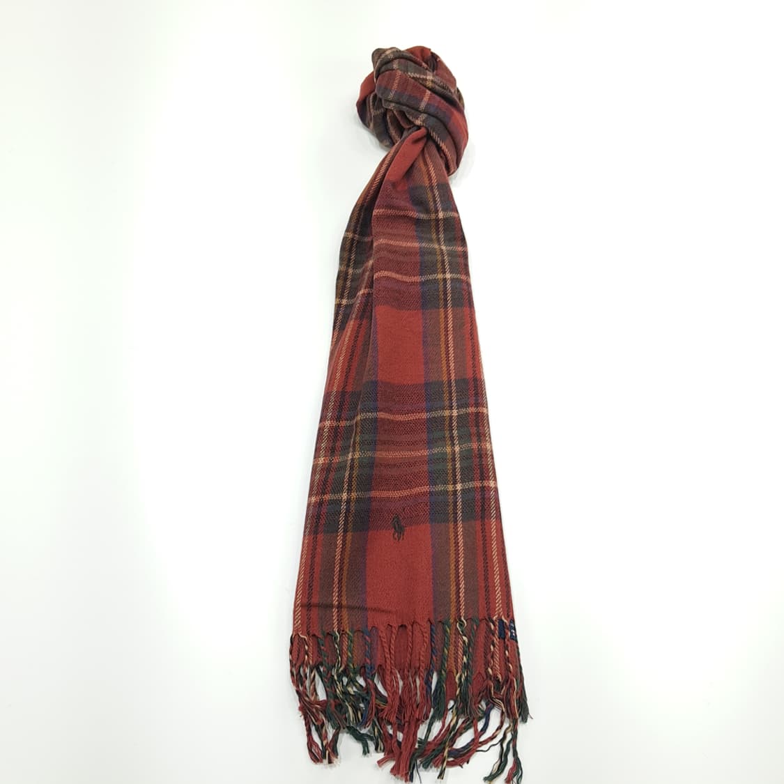 MX317 폴로 랄프로렌 테라코타 타탄체크 프랑스코튼 목도리 머플러 상품이미지4