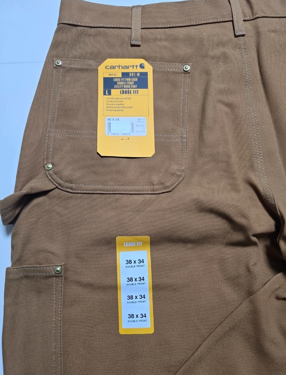 칼하트 더블니 B-01 브라운 38X34 상품이미지4